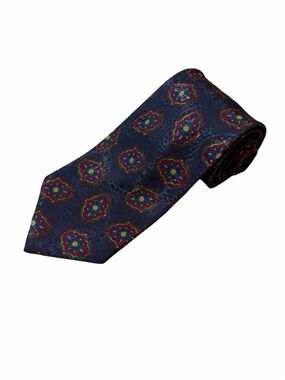 John Weitz Polyester Tie Blue Medallion Geometric Classic Vintage